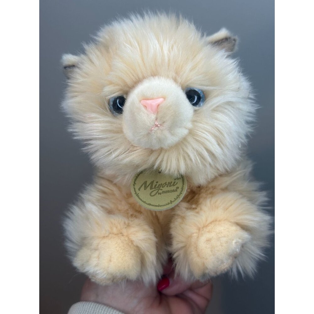 Miyoni Persian Cat Kitty Plush Toy Beige 8.5" Realistic Stuffed Animal Easter